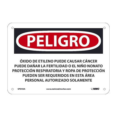 NMC SPD33 Danger, Ethylene Oxide May Cause Cancer Sign (Spanish)
