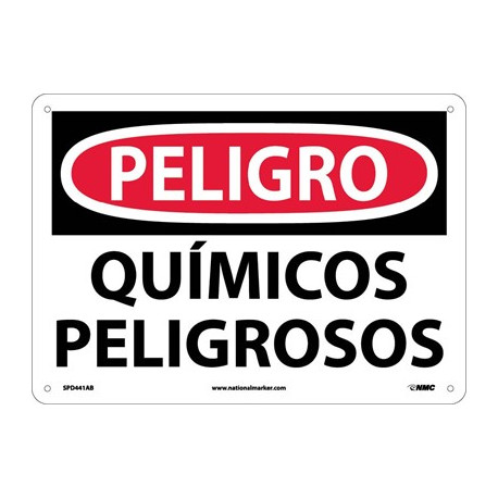 NMC SPD441 Danger, Hazardous Chemicals Sign (Spanish), 10" x 14"