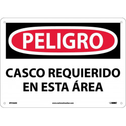 NMC SPD46 Danger, Hard Hat Area Sign (Spanish), 10" x 14"