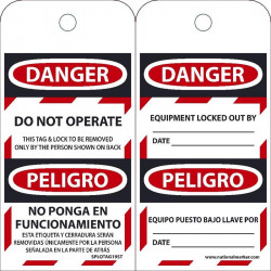 NMC SPLOTAG19ST100 Danger, Do Not Operate Tag, 6" x 3", Polytag, 100/Box, EZ Pull