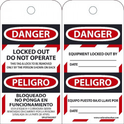 NMC SPLOTAG20ST100 Danger, Locked Out Do Not Operate Tag, 6" x 3", Polytag, 100/Box, EZ Pull