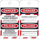 NMC SPLOTAG20ST100 Danger, Locked Out Do Not Operate Tag, 6" x 3", Polytag, 100/Box, EZ Pull