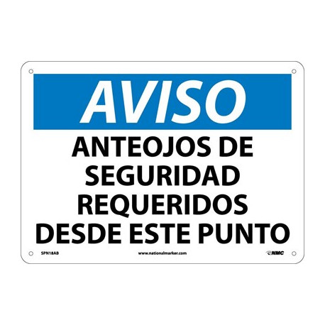 NMC SPN18 Notice, Eye Protection Required Sign (Spanish), 10" x 14"