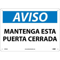 NMC SPN2 Notice, Keep This Door Closed Sign (Spanish), 10" x 14"