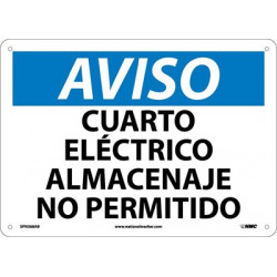 NMC SPN368 Notice, Electric Room No Storage Permitted Sign (Spanish), 10" x 14"