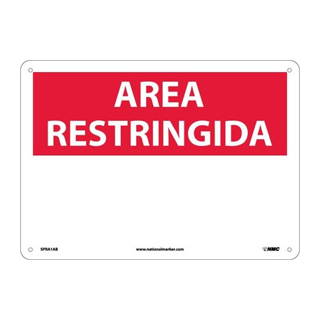 NMC SPRA1 Restricted Area, Blank Sign (Spanish), 10" x 14"