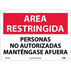 NMC SPRA29 Restricted Area, Keep Out Sign (Spanish), 10" x 14"