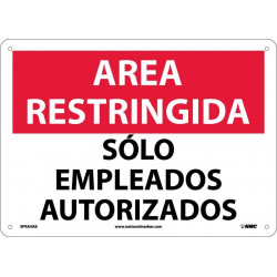 NMC SPRA4 Restricted Area, Authorized Employees Only Sign (Spanish), 10" x 14"