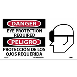 NMC SPSA102 Danger, Eye Protection Required Sign (Bilingual w/ Graphic), 10" x 18"