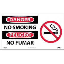 NMC SPSA106 Danger, No Smoking Sign (Bilingual w/ Graphic), 10" x 18"
