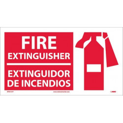 NMC SPSA121 Fire Extinguisher Sign (Bilingual w/ Graphic), 10" x 18"