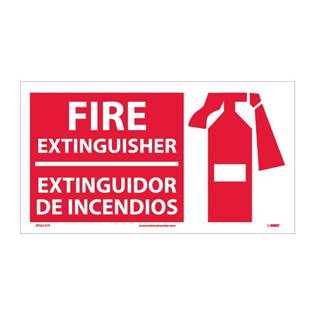 NMC SPSA121 Fire Extinguisher Sign (Bilingual w/ Graphic), 10" x 18"
