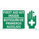 NMC SPSA172 First Aid Kit Inside Sign (Bilingual w/ Graphic), 10" x 18"