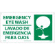 NMC SPSA173 Emergency Eye Wash Sign (Bilingual w/ Graphic), 10" x 18"