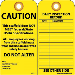NMC SPT2 Caution, Scaffold Does Not Meet Tag, 6" x 3", Cardstock w/ Grommet, 25/Pk