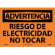 NMC SPW500 Warning, Risk Of Electricity Do Not Touch Sign (Spanish), 10" x 14"