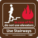 NMC SV60 In Case Of Fire Do Not Use Elevators Sign, 7" x 7", .125 Acrylic