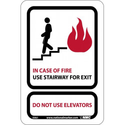 NMC SV61 In Case Of Fire Use Stairway For Exit Sign, 9" x 6", .125 Acrylic