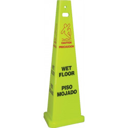 NMC TFS301 Wet Floor, 3-Sided Safety Cone Floor Sign, English/Spanish, 40" Tall, 3/Case
