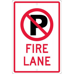 NMC TM0101 No Parking, Fire Lane Sign (Graphic), 18" x 12"