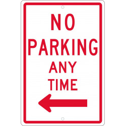 NMC TM015 No Parking Anytime w/ Left Arrow Sign, 18" x 12"