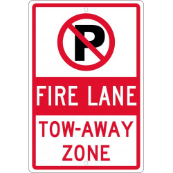 NMC TM062 No Parking, Fire Lane Tow-Away Zone Sign (Graphic), 18" x 12"