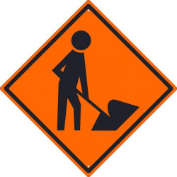 NMC TM114K Road Work Traffic Sign (Graphic Of Man w/ Shovel), 24" x 24", .080 HIP Reflective Aluminum