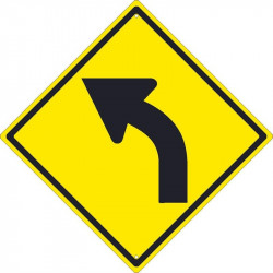 NMC TM123K Left Curved Arrow Traffic Sign (Graphic), 24" x 24", .080 HIP Reflective Aluminum
