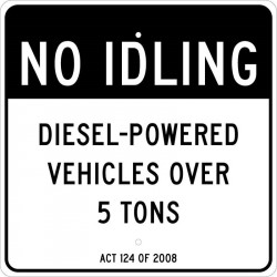 NMC TM144J No Idling, Diesel-Powered Vehicles Over 5 Tons Sign, 24" x 24", .080 Alum EGP Reflective