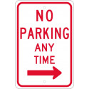NMC TM15 No Parking Any Time Sign w/ Right Arrow, 18" x 12"