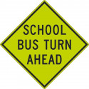 NMC TM170DG School Bus Turn Ahead Sign (Graphic), 30 " x 30", .080 DG Reflective Aluminum