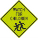 NMC TM184DG Children Crossing Sign (Graphic), 30" x 30", .080 DG Reflective Aluminum