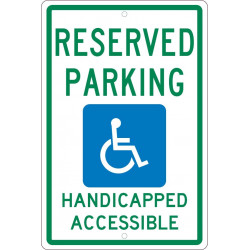 NMC TM197 Reserved Parking Handicapped Accessible Sign, 18" x 12"