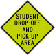 NMC TM199DG Student Drop Off & Pick Up Area Sign, 30" x 30", .080 DG Reflective Aluminum