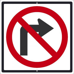 NMC TM203 No Right Turn Arrow Traffic Sign (Graphic), 24" x 24"