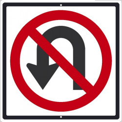 NMC TM204 No U Turn Arrow Traffic Sign (Graphic), 24" x 24"