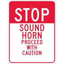 NMC TM218 Stop, Sound Horn Proceed With Caution, 24" x 18"