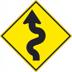 NMC TM241K Winding Road Left Arrow Sign (Graphic), 30" x 30", .080 HIP Reflective Aluminum