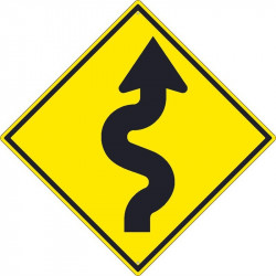 NMC TM242K Winding Road Right Arrow Sign (Graphic), 30" x 30", .080 HIP Reflective Aluminum