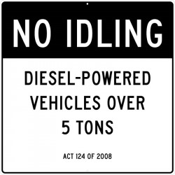 NMC TM244J No Idling, Diesel-Powered Vehicles Over 5 Tons Sign, 48" x 48", .080 Alum, EG Reflective