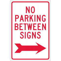 NMC TM30 No Parking Between Signs w/ Right Arrow, 18" x 12"