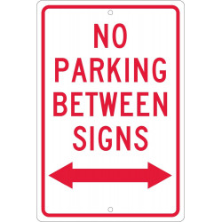 NMC TM32 No Parking Between Signs w/ Double Arrow, 18" x 12"