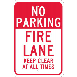 NMC TM47 No Parking, Fire Lane Keep Clear At All Times Sign, 18" x 12"