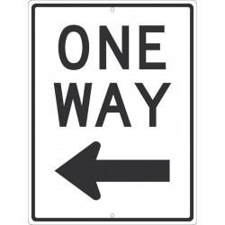 NMC TM510 One Way Arrow Left Sign w/ Arrow, 24" x 18"