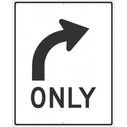 NMC TM522 Right Turn Only Arrow Sign (Graphic), 30" x 24"
