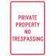 NMC TM59 Private Property No Trespassing Sign, 18" x 12"