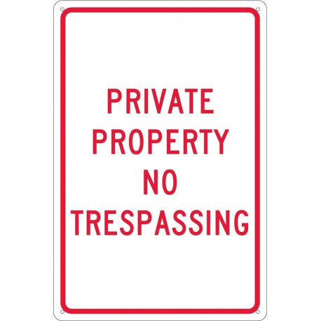 NMC TM59 Private Property No Trespassing Sign, 18" x 12"