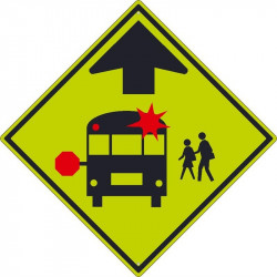 NMC TM603DG School Bus Stop Ahead Sign (Graphic), 30" x 30",.080 DG Reflective Aluminum