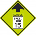 NMC TM606DG School Speed Limit 15 Sign w/ Arrow (Graphic), 30" x 30", .080 DG Reflective Aluminum