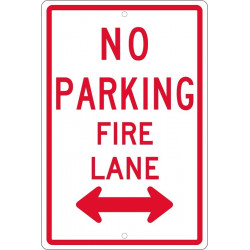 NMC TM620 No Parking Fire Lane Sign w/ Double Arrow, 18" x 12"